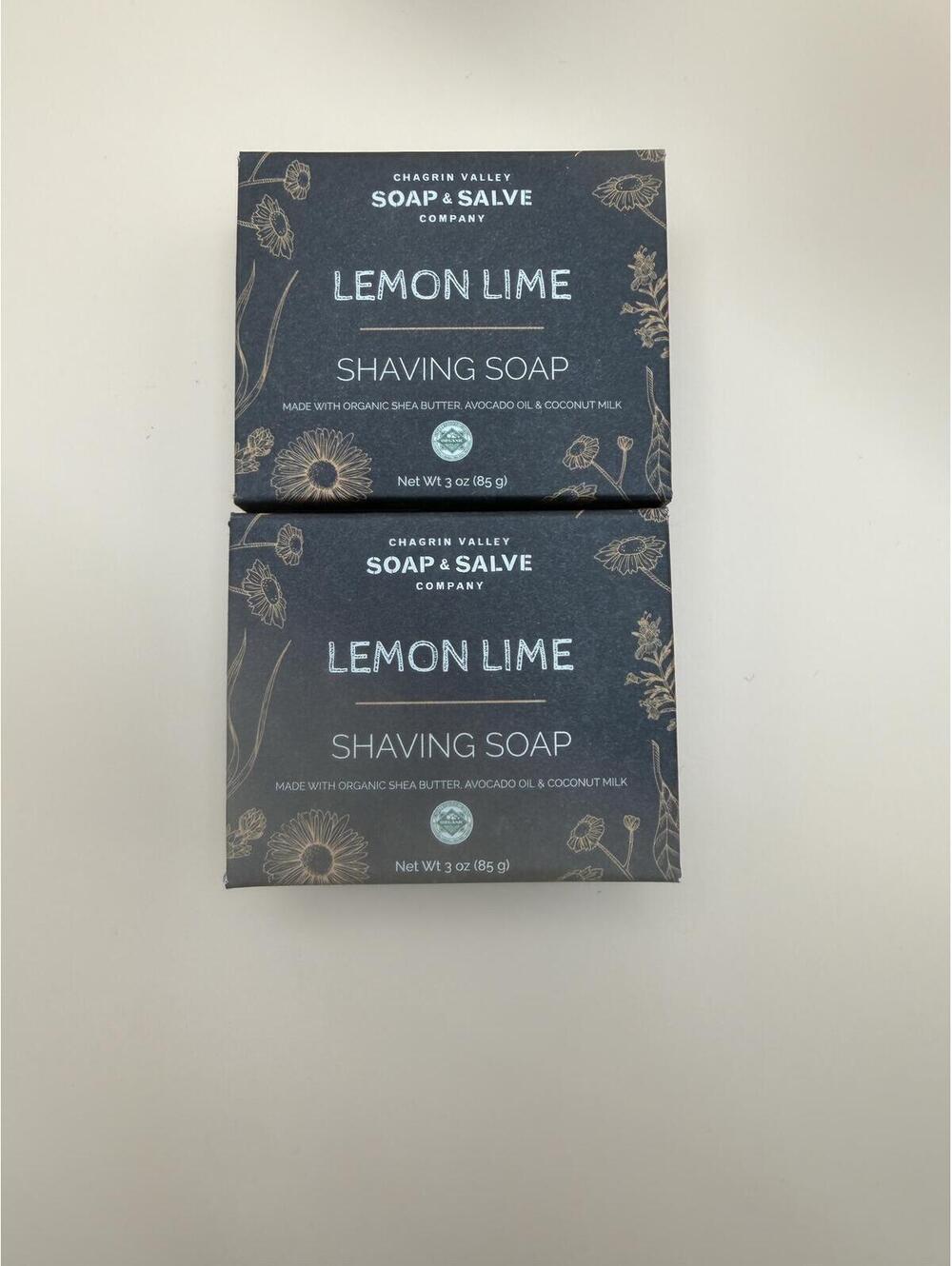 Set of 2 Chagrin Valley Lemon Lime Shaving Soap Bars 3oz - Natural - Organic NEW